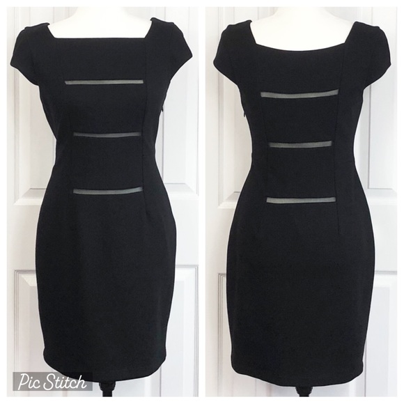 Bailey 44 Mesh Cutout Sheath Bodycon Little Black Dress Medium - Picture 1 of 16
